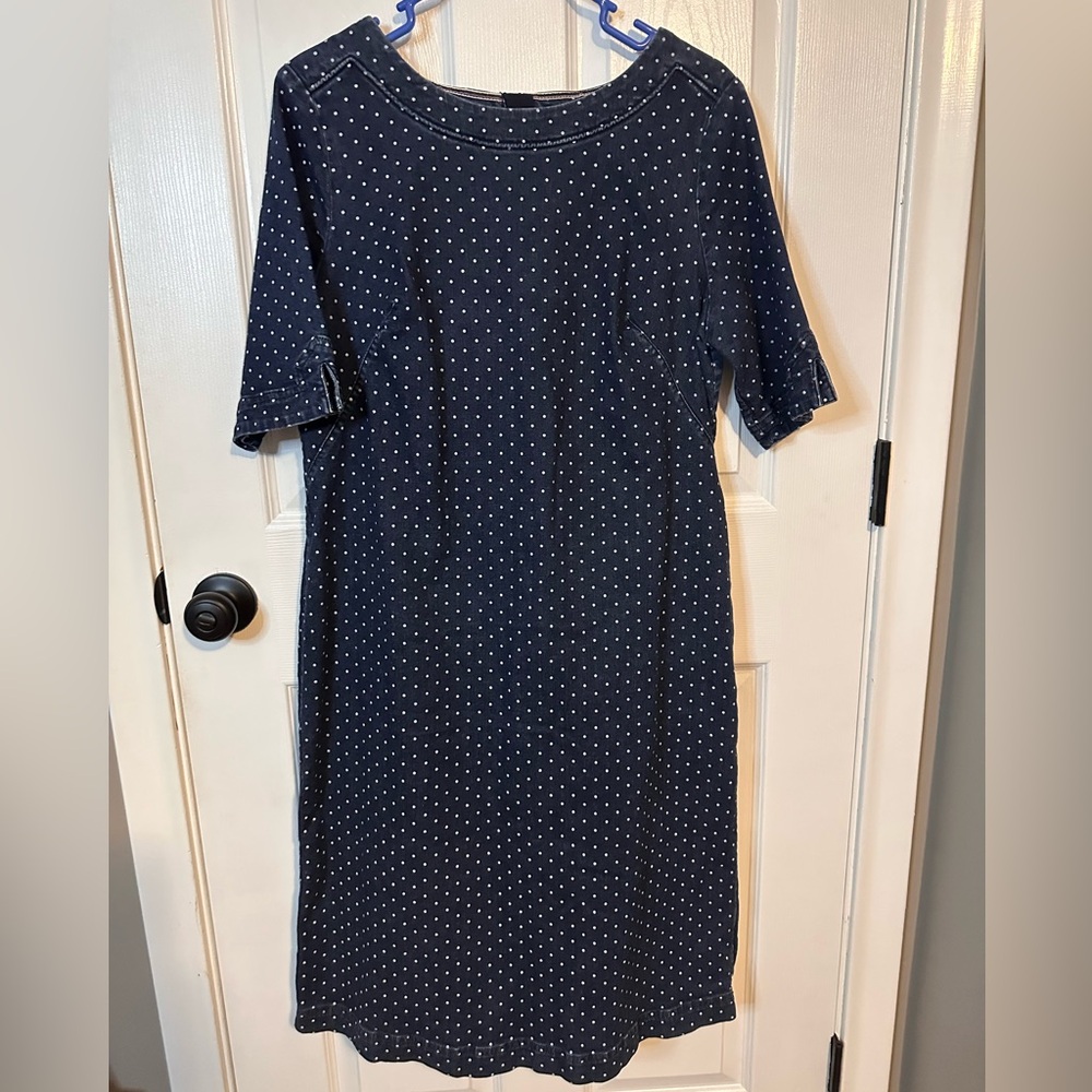 Boden Navy Blue Polka Dot Midi Dress